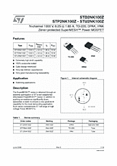 DataSheet STD2NK100Z pdf